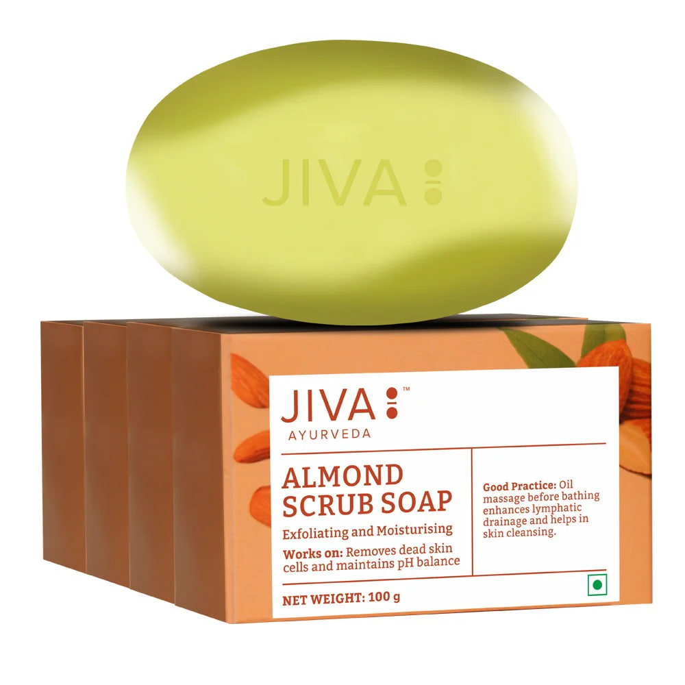 Мыло с миндалем, набор 4 штуки по 75 г, Джива Аюрведа; Almond Soap 75gm (pack of 4), Jiva Ayurveda — купить в интернет-магазине