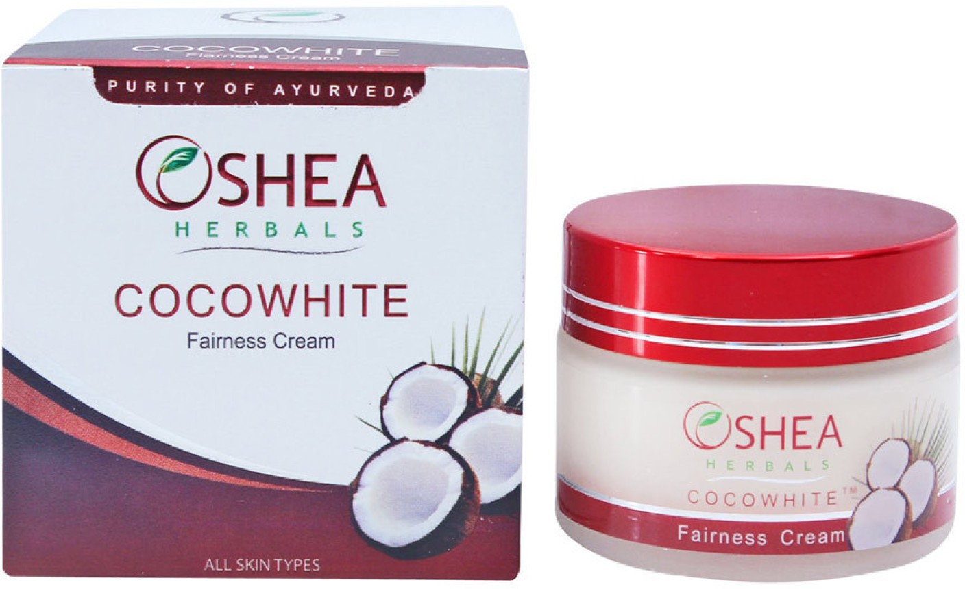 Кокосовый крем для сияющей кожи "КокоВайт", 50 г, производитель "Оши", Cocowhite Fairness Cream, 50 g, Oshea — купить в интернет-магазине